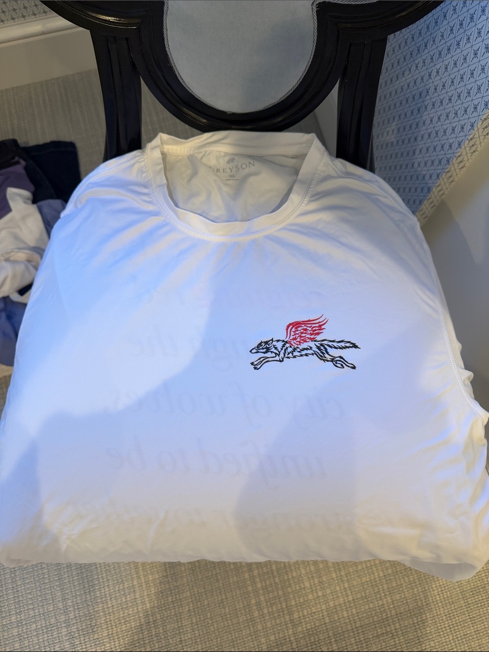 greyson White Crewneck Tee with Winged Wolf